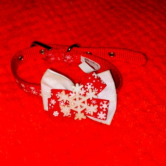 Small or large snowflake bow buckle collar for your pet
